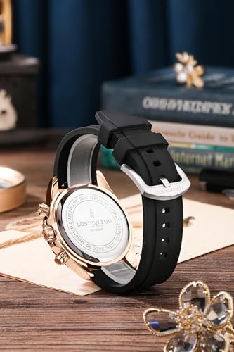 Image of London Fog Bond Collection Analog Quartz Watch for Men with Round Dial and Silicone Strap, Metal Case with Tachymeter Bezel, Chronograph Function, Date Display, Luminous Hands & Hour Markers, Water Resistant