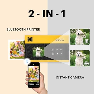 KODAK Mini Shot 2 ERA 2x3 Instant Digital Camera & Photo Printer, 38 Sheets, 2-in-1 Portable Print Camera, Bluetooth Smartphone Printer for iPhone & Android, 4PASS Dye Sublimation, Black
