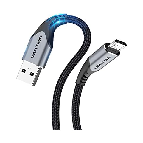 VENTION Micro USB Cable 3M - Kindle Fire Tablet Charger Cable UK Nylon Braided Android Short Micro USB Charger Cable for Samsung Galaxy S6 S7 S5 J7 J5 J3 Tablet - PS4 Xbox Controller Charging Cable Cover