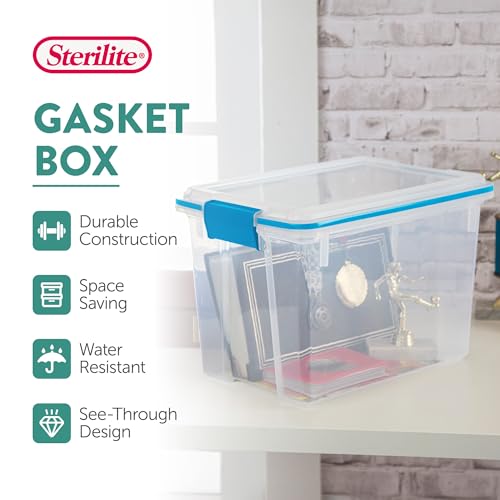Image of Sterilite Gasket Storage Box with Lids for Home & Office, 20 Quart, 6-Pack.