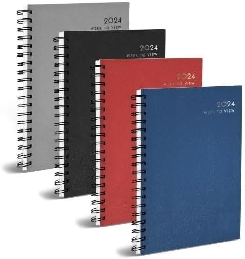 MantraRaj 2024 A5 Spiral Bound Week To View Diary WTV With Hourly Slots For Week Days Includes Information Planner For Student, Teacher, Home, Office Week Days Including Saturday And Sunday (Red)