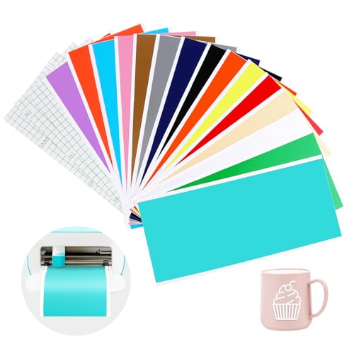VMUTGA 15 Pezzi Vinile Permanente, 14 x 30,5cm Vinile Adesivo Permanente Pellicola per Plotter in Vinile con 3 Pellicola di Trasferimento per Decorazioni Artigianali Fai Da Te