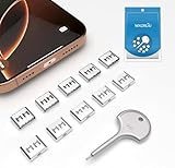 10Pcs Stainless Steel USB-C Port Lock with 1 Key, Type-C Female Plug Protector & Port Blocker - Compatible with iPhone 15/16, Samsung Galaxy S24/S23/S22/S21/S20, Note/A Series,Wireless Chargin