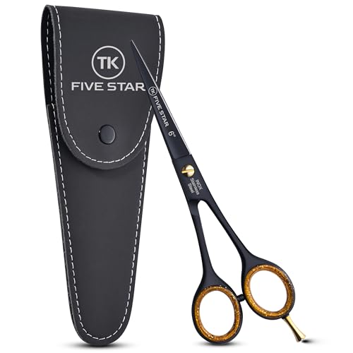 Five Star Solingen Vegas Ciseaux de coiffeur professionnels 6 pouces Ciseaux à barbe Ciseaux de coiffure Ciseaux de coupe avec micro-denture super fine Acier...
