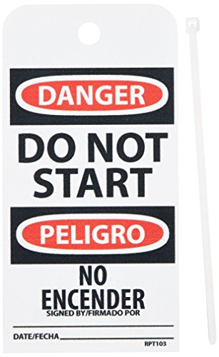 Accident Prevention Tag NMC Rpt103 bilingue haute visibilité noir rouge sur blanc
