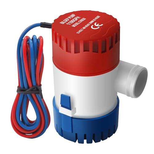 1100GPH Bilge Pump 12V,Submersible Boat Bilge Pump 1-1-8 Outlet Boat Marine Plumbing Electric for Boats and Marine Applications