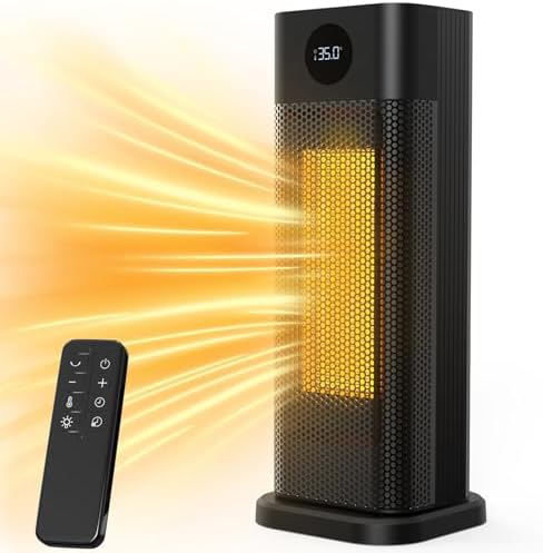 Minthouz Heizlüfter Energiesparend, 2000W PTC Keramik Heizlüfter, 3-Modus Elektroheizung mit Thermostat, Fernbedienung, LED-Digitalanzeige, 12H Timer, 70° Oszillation, Heizung Elek