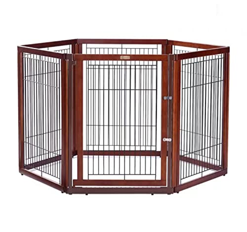 Gated-Pet-Freestanding-Dog-Gate-Wooden-Dog-Playpen-Foldable-Pet-Safety-Fence-for-Doorways-Stairs-and-Kitchen-B