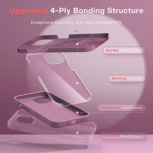 Tocol 5 In 1 For Iphone 14 Case, With 2 Pack Screen Protector + 2 Pack Camera Lens Protector, Liquid Silicone Phone Case For Iphone 14, Lilac Purple #TOP3