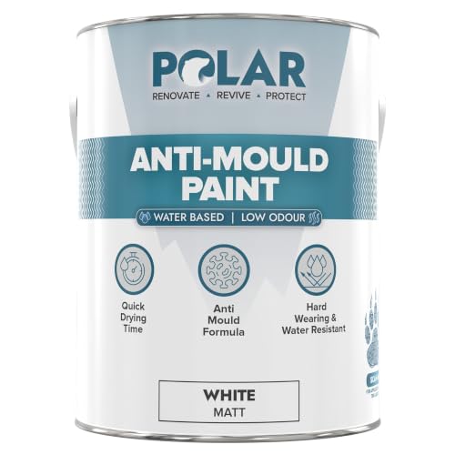Polar Anti Mould Paint - 2.5L Brilliant Matt White - 5 Year Mould Resistant Paint to Control Moisture - For Internal Walls & Ceilings