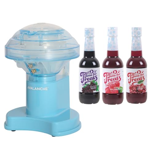 Time for Treats Avalanche Electric Ice Shaver Snow Cone Maker Kit with 3-Pack Syrups - Grape, Red Raspberry, Cherry