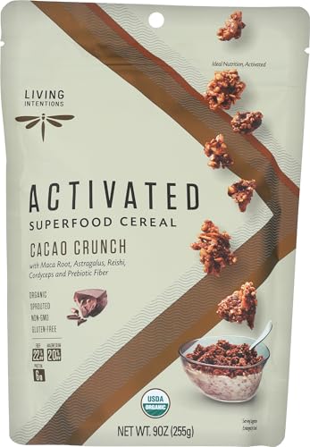 Living Intentions Organic Superfood Cereal &ndash; Cacao Crunch &ndash; NonGMO &ndash; Gluten Free &ndash; Vegan &ndash; Kosher &ndash; 9 Ounce Unit (1 Pack)