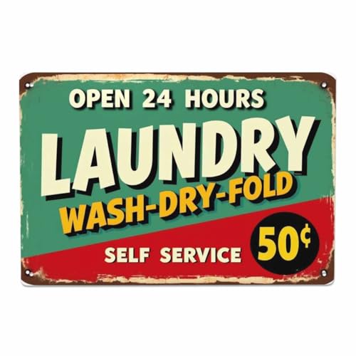 AOYEGO Vintage Laundry Self Service Metal Tin Sign