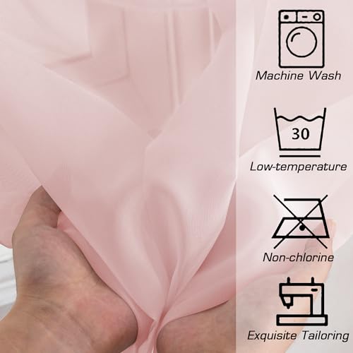 Image of Simplebrand Blush Sheer Curtains 63 Inch Length 2 Panels, Rod Pocket Solid Color Window Sheer Curtain Panels, Elegant Curtains & Drapes for Living Room, Bedroom 2 Panels (42 inch W x 63 inch L)