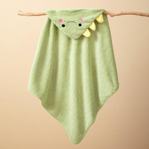 Image of Baby Hooded Towels,31 x 31 in Baby Washcloths, Infant Super Soft Baby Bath Towels with Hood for Toddlers1-3 (Green Dinosaur + Gray Bear)
