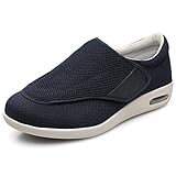 STUNAHOME Extra Wide Width Shoes Women Men Orthopedic Diabetic Shoes with Memory Foam Adjustable Walking Shoes for Elderly Arthritis Edema Swollen Feet Thumb Valgus Dark Blue