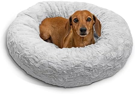 Best Friends by Sheri The Original Calming Donut Cat and Dog Bed in Lux Fur Gray, Small 23x23