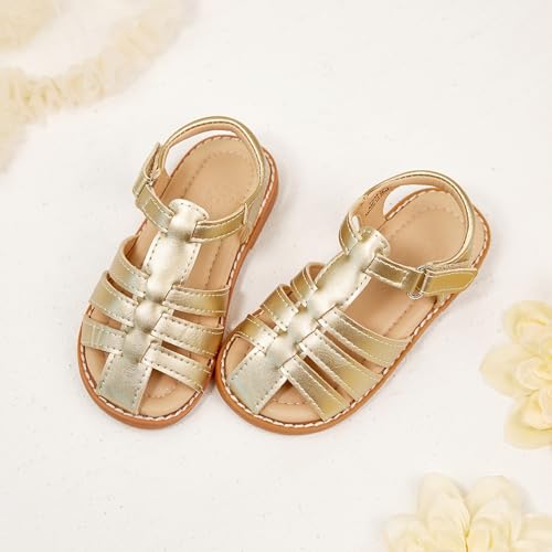 Image of Flaryzone Girls Sandals Closed Toe Summer Flats Dress Sandals Shoes Toddler /Little Kid