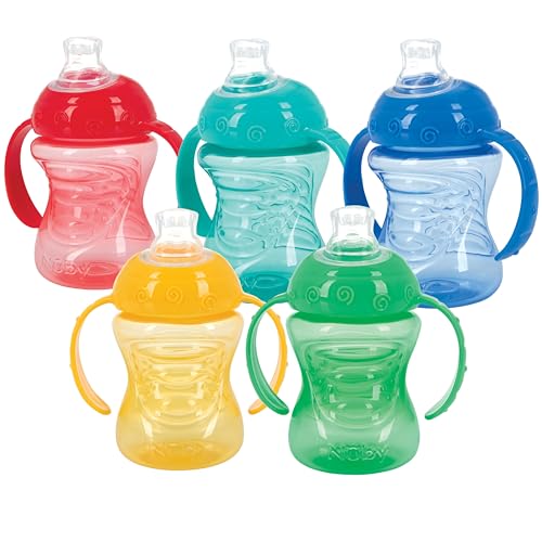 Image of Nuby Two-Handle No-Spill Super Spout Grip N' Sip Cup, 8 Ounce, Single pack of 1 Cup, Colors May Vary