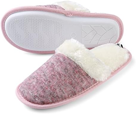 Women Slip on House Slippers, Closed Toe Woven Plush Slippers, Memory Foam Outdoor Indoor Bedroom Shoes , Purple , Size 8 | Image 3