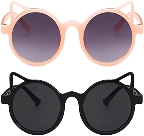 2 Pieces Kids Sunglasses Cute Cat Baby Sunglasses Toddler Sunglasses UV Protection for Girls boys Age 2-8 ( Pink+ Blue )