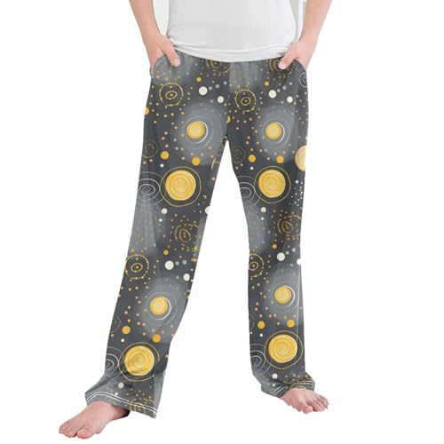 Boho Bohemia Long Pajama Pants Elastic Waist PJ Bottoms with Pockets S A111043