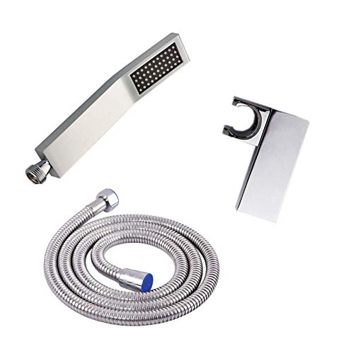 Tête de douche laiton carrée et tuyau inox haute finition