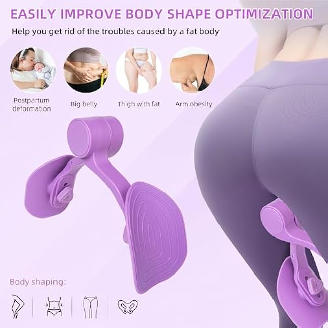 Thigh Exerciser with 3 Levels Resistance Adjustable,Thigh Workout Equipment,Kegel Exercise,Inner Thigh Exerciser,Thigh Slimmer,Thigh & Hip Strengtheners,Purple