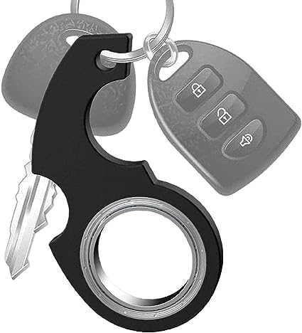 Miniatura 7 de 4 piezas de llavero negro Spinner Fidget Ring Toy Llavero Spinner Fidget Ring Metal Llavero Spinner Fidget Ring Tipo Juguete para Hombre, Mujeres y