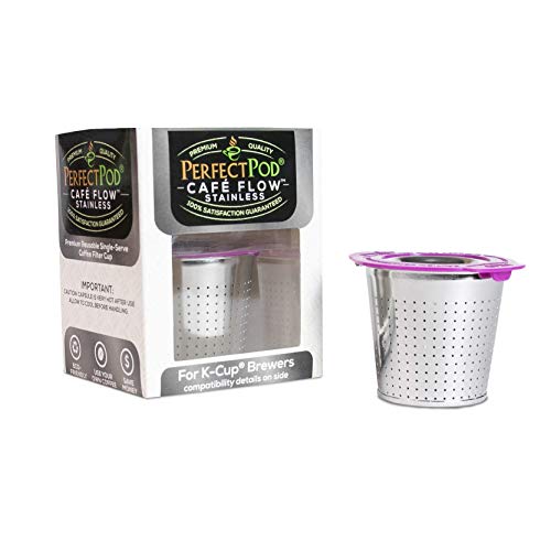 Cafe Flow Stainless Steel Reusable Coffee Pod By Perfect Pod + Ez-Scoop (Bundle) - Compatible With Keurig And Select Single-Serve Coffee Makers #TOP7