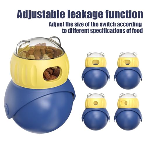 Treat Dispensing Ball, Cat Slow Feeders, Yellow Blue Refillable Adjustable Food Dispensing Toy, Leaking Balls Pet Feeder for Puppy Training, Bereicherung und interaktives Feeding-4