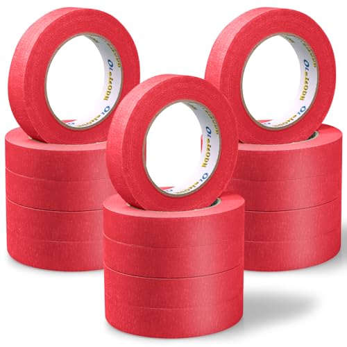 Image of Oleitodh 15 Rolls Red Painters Tape Bulk 1 inch x 825 Yards, Painters Masking Tape No Residue Wall Painting Tape Artist Tape Trim Edge Finishing Tape for Wall Painting Decoration DIY Supplies