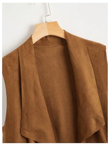 OYOANGLE Women's Fringe Suede Western Cowgirl Vests3