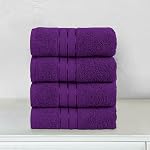 Elegant Comfort Three Line Ensemble de serviettes en popcorn pour salle de bain 16 x 28 pouces, qualité de l'hôtel Premium 4-Pack Serviettes à main, 100% Coton turc, doux et durable, sec rapide et très absorbant, violet