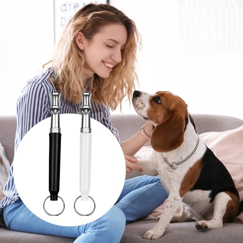 2 Stück Hundepfeife,Adjustable Hundepfeife Hochfrequenz Lautlos Pfeife Rückruf,Metall Erziehungshilfen Hundepfeife Rückruf,Hundetraining Hundepfeife Gegen Bellen,für Hundeausbildung(Schwarz,Weiß)