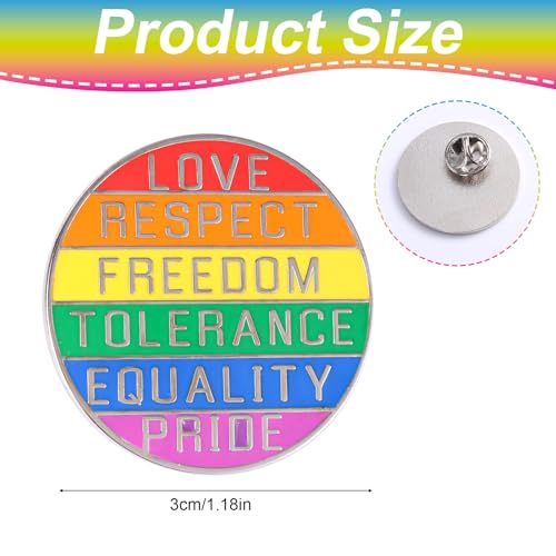Image of Rainbow Pride Day Pin, Enamel LGBT Pins Equality Lapel Brooch LGBTQ Pins Ally Accessories Gift for Gay Lesbian Bisexual Backpack Clothes Hat Bags