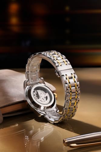 Image of London Fog Richmond Collection Automatic Mechanical Skeleton Watch for Men - Stainless Steel Strap, See-Through Dial, British Design Wristwatch - LFM10024