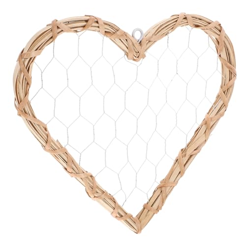 OUNONA Cadre Photo Mural de Cœur en Osier Tressé, Petite Taille, Déco Murale Rustique pour Salon et Chambre, Porte-Photos Suspendu, Cadre D’Art Naturel...