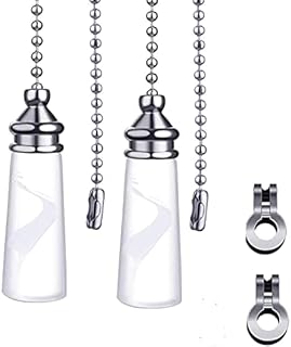 ZOETEC Crystal Light Pull Chain Extension with Cylindrical Glass Pendant 100cm with Connector for Bathroom Toilet Light Ceiling Light Fan Switch Blind Cord Pull Handle Weight Pull Cord Handle (2-PCS)