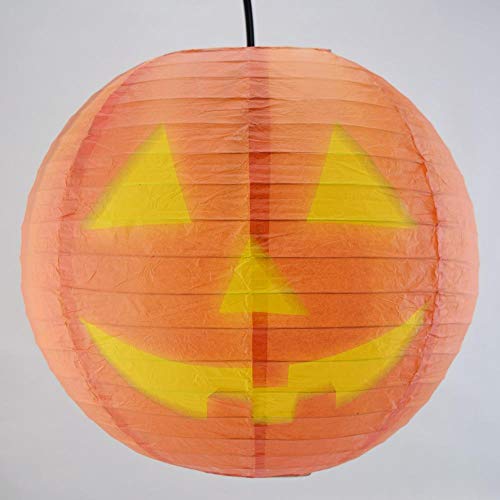 Image of Quasimoon PaperLanternStore.com 14 Inch Jack-O-Lantern Orange /Yellow Halloween Paper Lantern, Hanging Decoration
