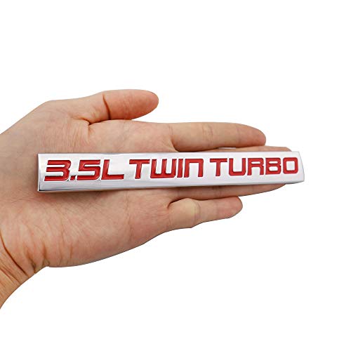 Image of 2PCS 3D 3.5L Twin Turbo Emblem Chrome Finish Metal Emblem Badge Fender Trunk Car Decal Sticker (Red)