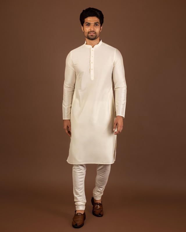 Image of KISAH Men Printed Kurta Jacket Set, Full Sleaves, Knee Length, Straight, Regular Fit, Mandarin Collar Ethnic Wear