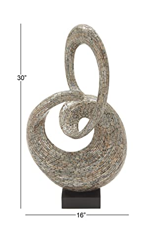Deco 79 Mother Of Pearl Abstract Sculpture, 16" X 11" X 30", Gray #TOP2