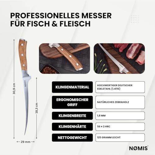 Filetiermesser NØMIS Premium für Fisch mit scharfer Klinge