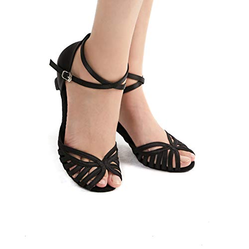 Hxyoo Ballroom Dance Shoes For Women Salsa Latin Indoor Performance S02(Black-2" Heel,10) #TOP1