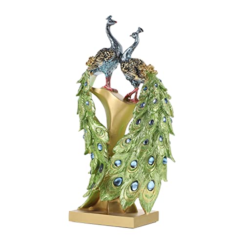 Estatua decorativa de pavo real de resina para escritorio