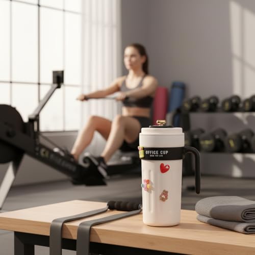Image of NYRWANA Smart Coffee Travel Mug 650ml | 304 Stainless Steel Vacuum Insulated Cup | LED Touch Screen Temperature Display | Leak-Proof Flask for Hot & Cold Drinks, Office, Travel & Outdoor (Cream Black)