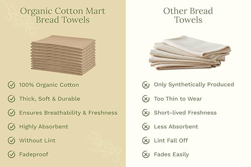 Image of Organic Cotton Beige Flour Sack Towels - 10 Pack, 27 inchx27 inch, Highly Absorbent Beige Tea Towels - Kitchen Cloth for Baking, Bread Making, and Cooking - Absorbent and Lint-Free (10 Pack)