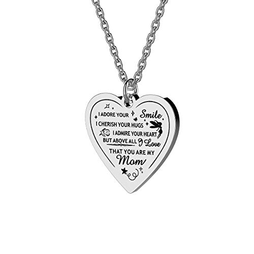 Haoflower Necklace Mom Heart Pendant I Love That You Are My Mom Mother Gifts Jewelry from Daughter Son