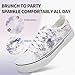 kufeiti Women's White Tennis Shoes Embroidered Sequins Low Top Canvas Shoes Comfortable Casual Fashion Sneakers(Radiant Orchid,US11)